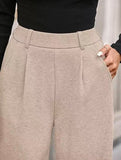 Versatile solid color straight wide-leg pants