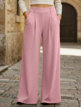 Versatile solid color straight wide-leg pants