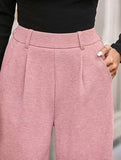 Versatile solid color straight wide-leg pants