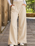 Wide-leg drawstring elastic waist sweatpants