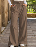 Wide-leg drawstring elastic waist sweatpants