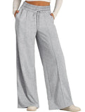 Wide-leg drawstring elastic waist sweatpants