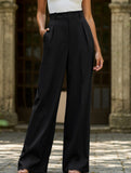 Casual loose high waist drape wide leg pants