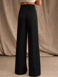 Casual loose high waist drape wide leg pants