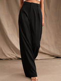 Casual loose high waist drape wide leg pants