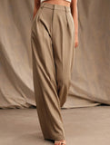 Casual loose high waist drape wide leg pants