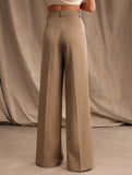 Casual loose high waist drape wide leg pants