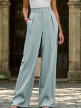 Casual loose high waist drape wide leg pants