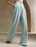 Casual loose high waist drape wide leg pants