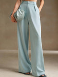 Casual loose high waist drape wide leg pants