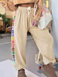 Colorful Crochet Loose-Cuffed Sweatpants