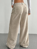 Solid color floor-length wide-leg pants