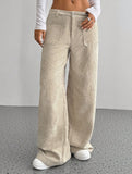 Solid color floor-length wide-leg pants