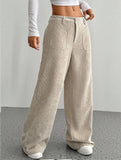 Solid color floor-length wide-leg pants
