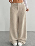 Solid color floor-length wide-leg pants