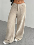 Solid color floor-length wide-leg pants