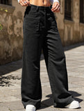 Solid color floor-length wide-leg pants