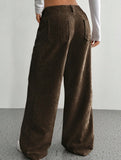 Solid color floor-length wide-leg pants