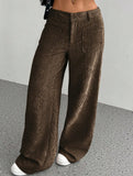 Solid color floor-length wide-leg pants