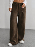 Solid color floor-length wide-leg pants