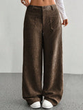 Solid color floor-length wide-leg pants