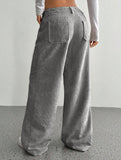 Solid color floor-length wide-leg pants