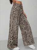 Versatile leopard print low-rise casual pants