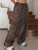 Versatile leopard print low-rise casual pants