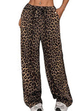 Versatile leopard print low-rise casual pants