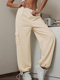 Loose drawstring elastic cargo pants