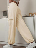 Loose drawstring elastic cargo pants