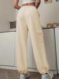 Loose drawstring elastic cargo pants