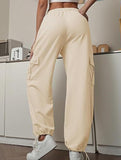 Loose drawstring elastic cargo pants