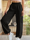 Loose drawstring elastic cargo pants