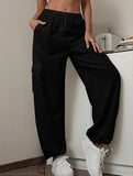 Loose drawstring elastic cargo pants