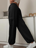 Loose drawstring elastic cargo pants