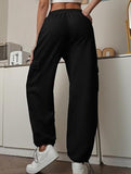 Loose drawstring elastic cargo pants