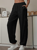 Loose drawstring elastic cargo pants