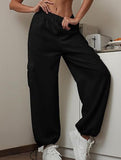 Loose drawstring elastic cargo pants
