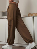 Loose drawstring elastic cargo pants