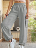 Loose drawstring elastic cargo pants