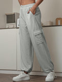 Loose drawstring elastic cargo pants