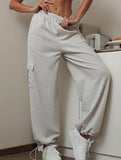 Loose drawstring elastic cargo pants