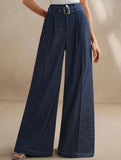 Stylish and casual high-waisted straight-leg pants