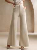 Casual high-waisted wide-leg pants