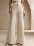 Casual high-waisted wide-leg pants