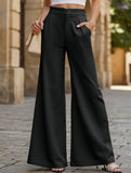 Casual high-waisted wide-leg pants