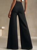 Casual high-waisted wide-leg pants