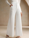 Casual high-waisted wide-leg pants
