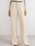 Solid color high-waisted suit pants